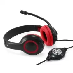CCHATSTARU2R CONCEPTRONIC AURICULARES BIAURAL ESTEREO MICRÓFONO FLEXIBLE C/ CABLE USB ROJO