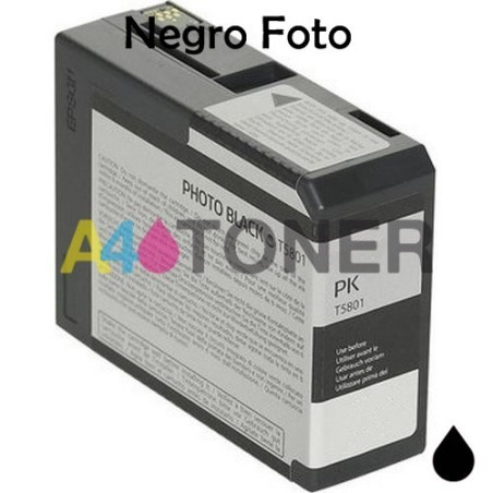 Cartucho de tinta Epson T5801 negro photo compatible con Epson C13T580100