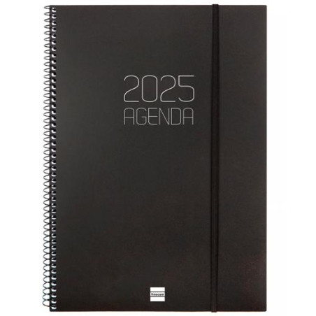 742786025 FINOCAM AGENDA ANUAL OPAQUE ESPIRAL E40-210X297MM SVH NEGRO 2025