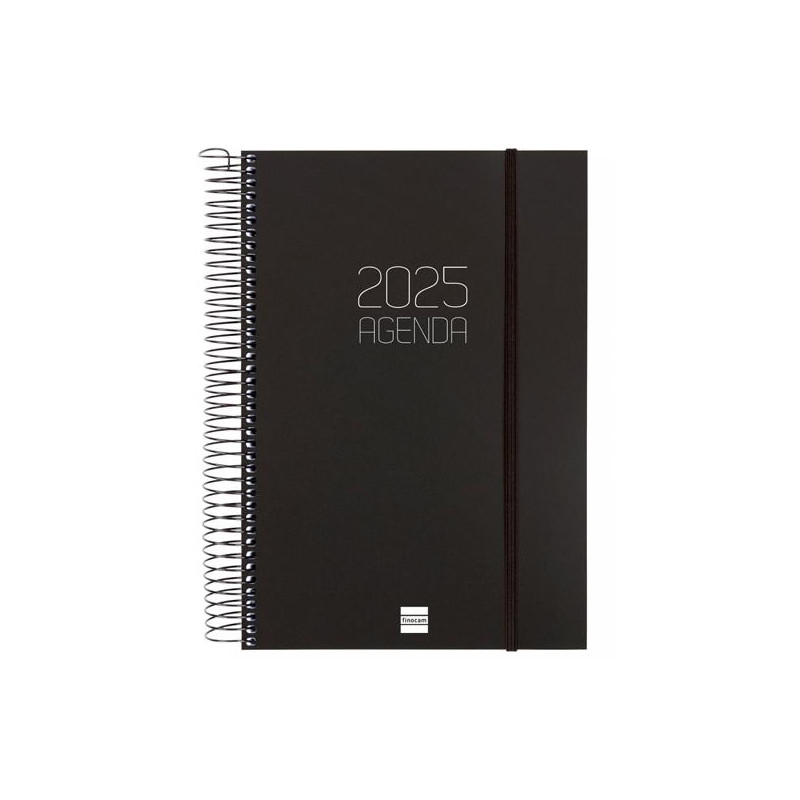 742876025 FINOCAM AGENDA ANUAL OPAQUE ESPIRAL E11-165X242MM 1DP NEGRO 2025