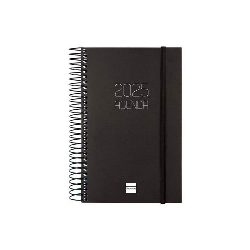 742906025 FINOCAM AGENDA ANUAL OPAQUE ESPIRAL E5-117X181MM 1DP NEGRO 2025