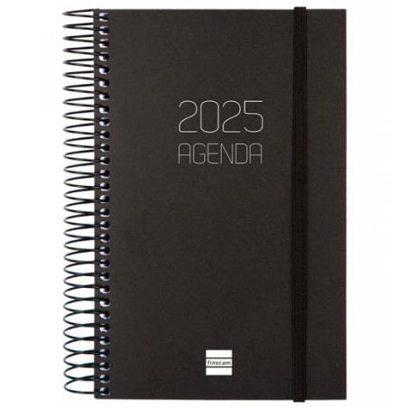 742906025 FINOCAM AGENDA ANUAL OPAQUE ESPIRAL E5-117X181MM 1DP NEGRO 2025