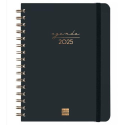 762020125 FINOCAM AGENDA ANUAL ALMA ESPIRAL E10-155X212MM SVH NEGRO 2025