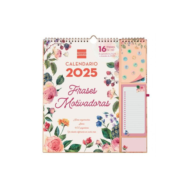 540220225 FINOCAM CALENDARIO DE PARED PLUS 16 MESES 215X325MM FRASES MOTIVADORAS 2024-2025