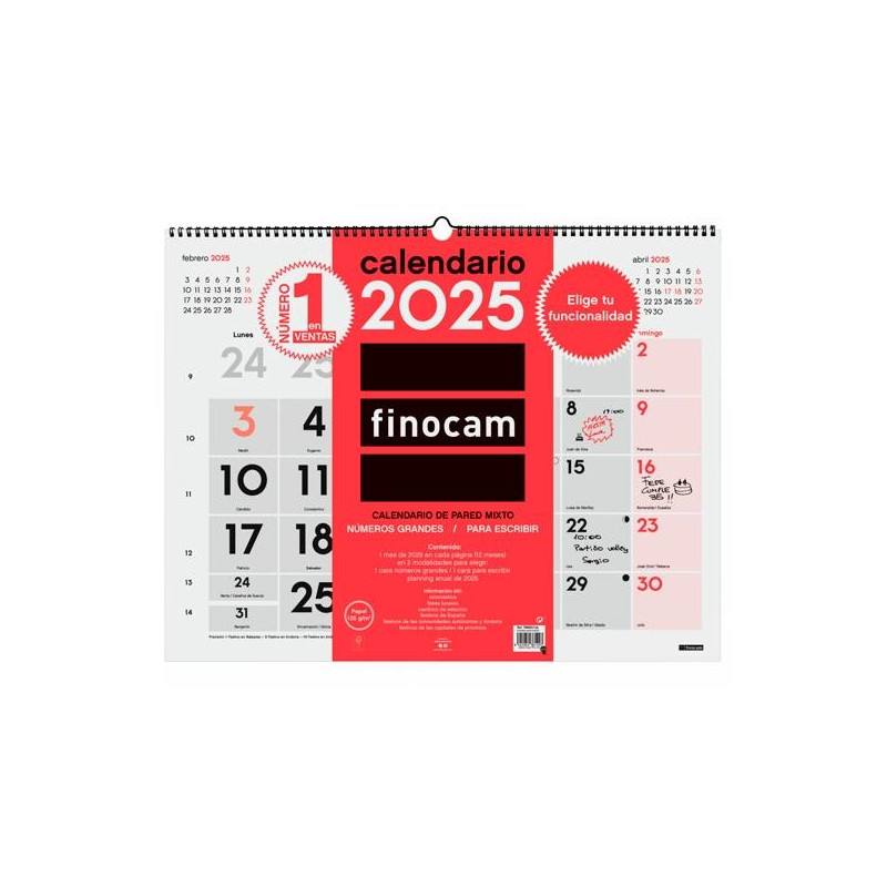 780020025 FINOCAM CALENDARIO DE PARED MIXTO XL-540X420MM NEUTRO 2025