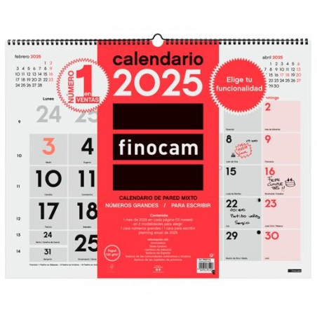 780020025 FINOCAM CALENDARIO DE PARED MIXTO XL-540X420MM NEUTRO 2025