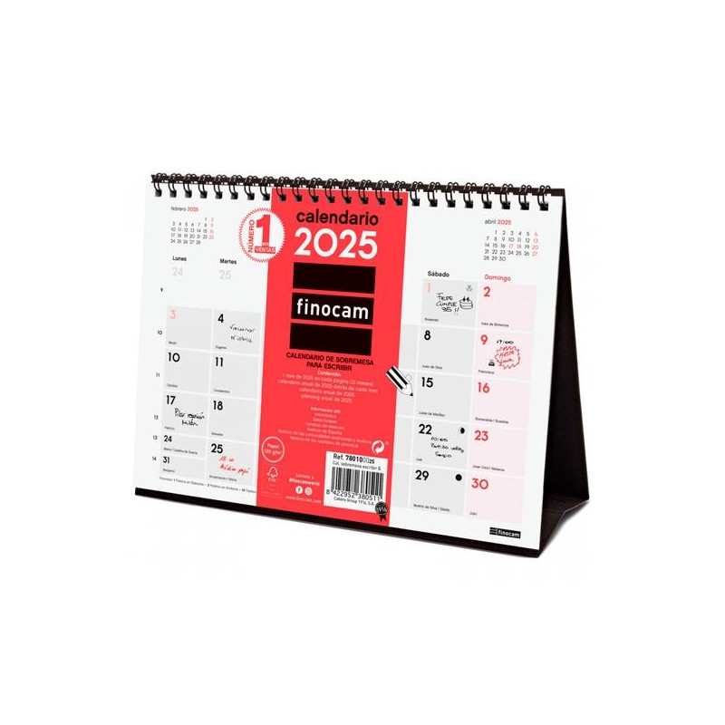 780100025 FINOCAM CALENDARIO DE SOBREMESA PARA ESCRIBIR S-210X150MM NEUTRO 2025