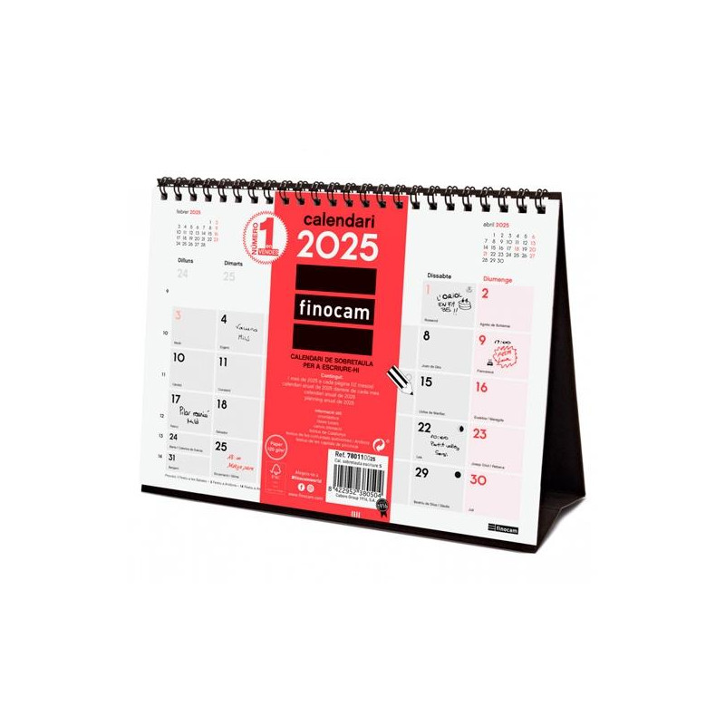 780110025 FINOCAM CALENDARIO DE SOBREMESA PARA ESCRIBIR S-210X150MM NEUTRO 2025 CATALÁN