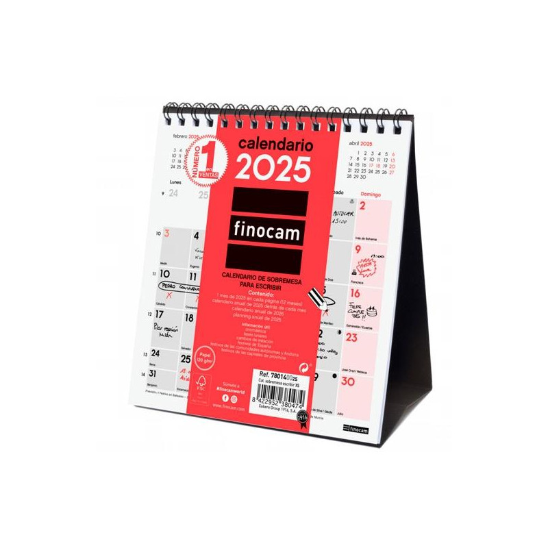 780140025 FINOCAM CALENDARIO DE SOBREMESA PARA ESCRIBIR XS-140X150MM NEUTRO 2025