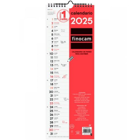 780180025 FINOCAM CALENDARIO DE PARED PARA ESCRIBIR LARGO L-155X430MM NEUTRO 2025