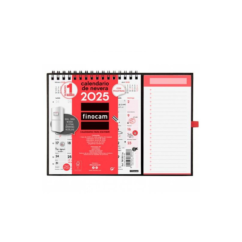 781350025 FINOCAM CALENDARIO CON IMÁN PARA ESCRIBIR XS-140X150MM NEUTRO 2025