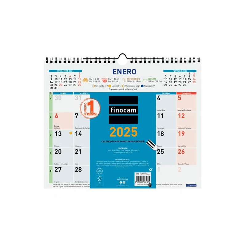 781420025 FINOCAM CALENDARIO DE PARED PARA ESCRIBIR 300X247MM COLOR 2025