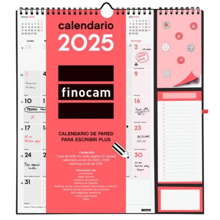 782120025 FINOCAM CALENDARIO DE PARED PLUS-215X325MM NEUTRO 2025