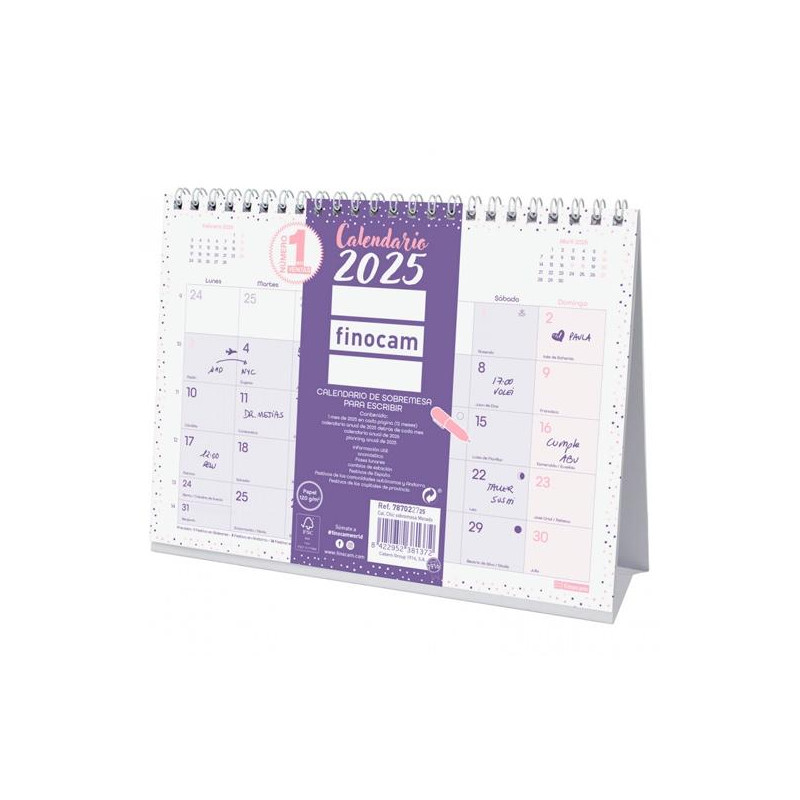 787022725 FINOCAM CALENDARIO DE SOBREMESA PARA ESCRIBIR S-210X150MM CHIC MORADO 2025