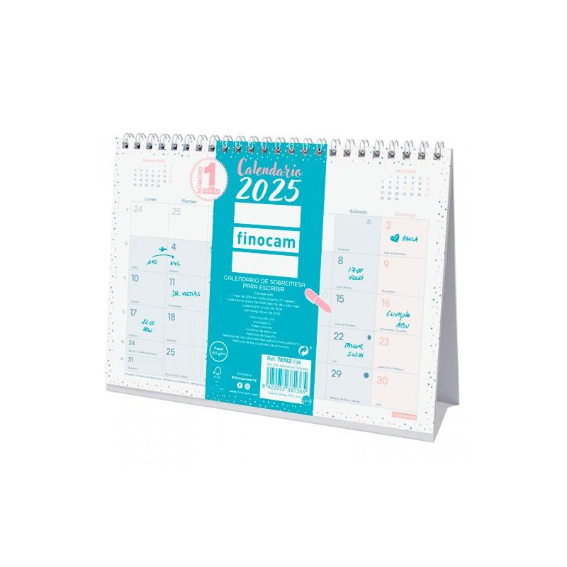 787025825 FINOCAM CALENDARIO DE SOBREMESA PARA ESCRIBIR S-210X150MM CHIC TURQUESA 2025