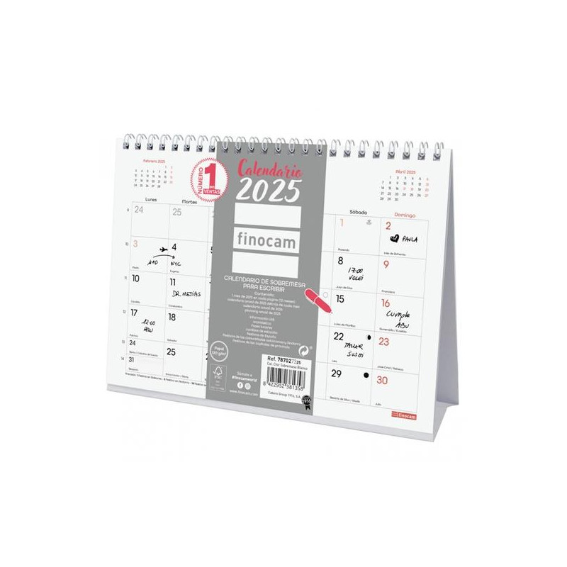 787027325 FINOCAM CALENDARIO DE SOBREMESA PARA ESCRIBIR S-210X150MM CHIC BLANCO 2025