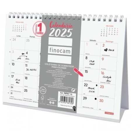 787027325 FINOCAM CALENDARIO DE SOBREMESA PARA ESCRIBIR S-210X150MM CHIC BLANCO 2025