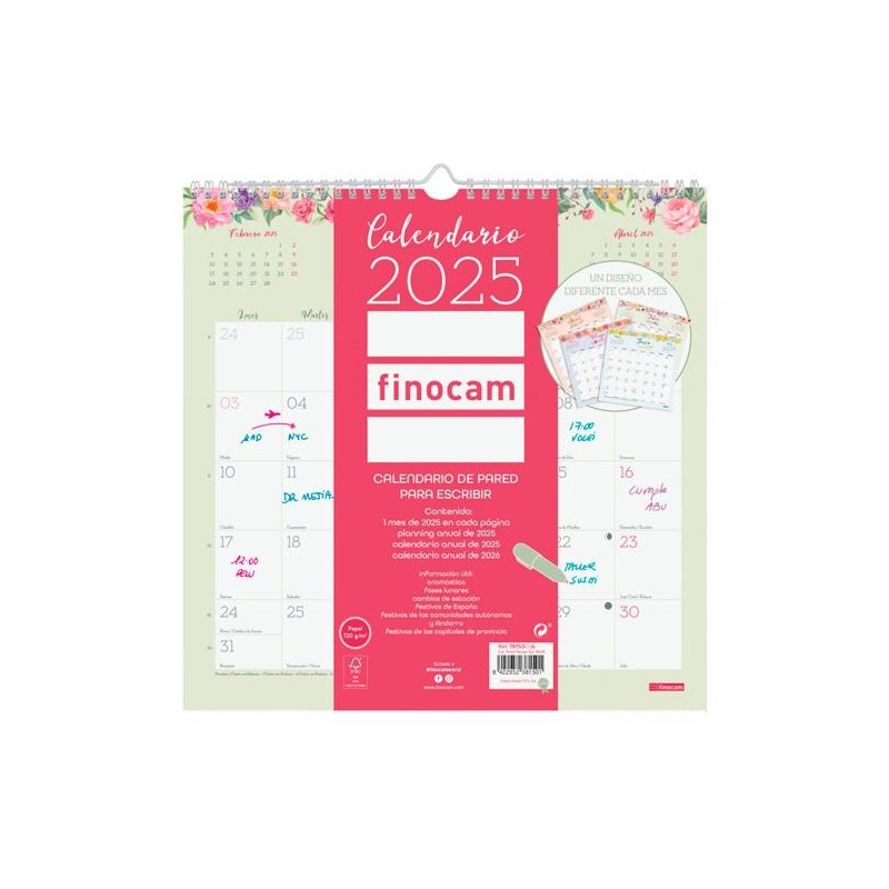 787530125 FINOCAM CALENDARIO DE PARED PARA ESCRIBIR 300X300MM DESIGN 2025