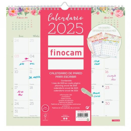 787530125 FINOCAM CALENDARIO DE PARED PARA ESCRIBIR 300X300MM DESIGN 2025