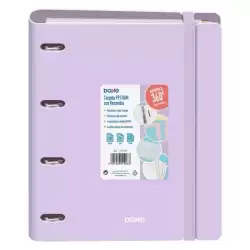 51998 DOHE CARPETA ANILLAS MIXTAS 4X35MM RECAMBIO A4 100H 5X5MM 90GR 4 SEPARADORES POLYFOAM MORADO PASTEL