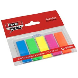 65006180 FIXO MARCADORES ADHESIVOS BANDERITAS PET 13X43MM PACK 5 BLOC X 25H C/SURTIDOS NEÓN