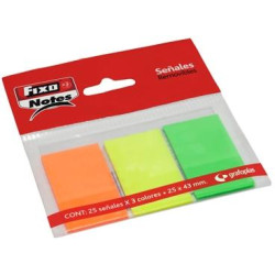 65006280 FIXO MARCADORES ADHESIVOS BANDERITAS PET 25X43MM PACK 3 BLOC X 25H C/SURTIDOS NEÓN