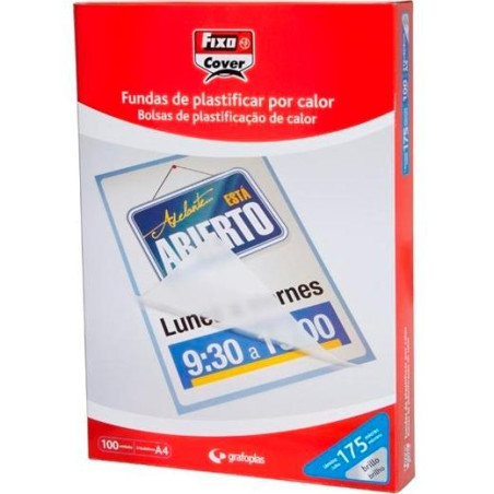 01021500 FIXO FUNDAS DE PLASTIFICAR 125 MICRAS 90X130MM BRILLO PACK 100 UD