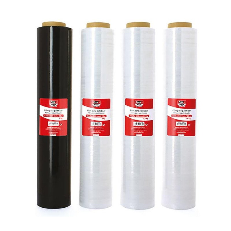 50069000 FIXO FILM DE PALETIZAR ROLLO 23 MICRAS 2KG 500MM ANCHO TRANSPARENTE