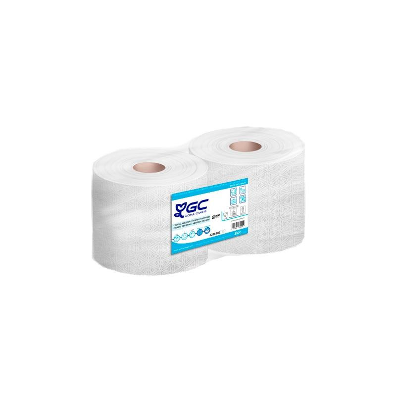 J286103 GC BOBINA INDUSTRIAL GOFRADO CELULOSA 2 CAPAS 1500/450M PACK 2U BLANCO