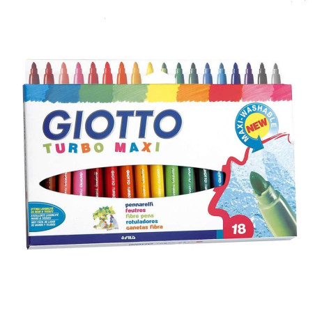 F076300 GIOTTO ROTULADORES TURBO MAXI COLORES SURTIDOS ESTUCHE 18 UD