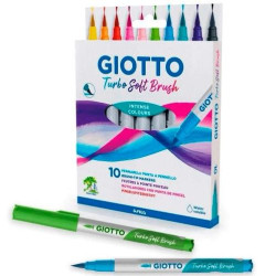 F426800 GIOTTO ROTULADORES TURBO SOFT BRUSH PUNTA PINCEL C/SURTIDOS ESTUCHE 10 UD