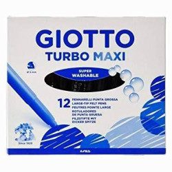 F456036 GIOTTO ROTULADORES TURBO MAXI NEGRO ESTUCHE 12 UD