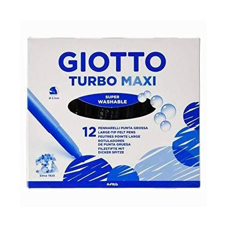 F456036 GIOTTO ROTULADORES TURBO MAXI NEGRO ESTUCHE 12 UD