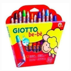 F469700 GIOTTO LÁPICES DE COLORES BE-BÉ SÚPER CON SACAPUNTAS C/SURTIDOS ESTUCHE 12 UD