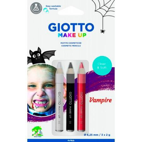 F473900 GIOTTO SET LÁPICES COSMÉTICOS VAMPIRO UNISEX PARA NIÑOS COLORES SURTIDOS -BLISTER DE 3U-