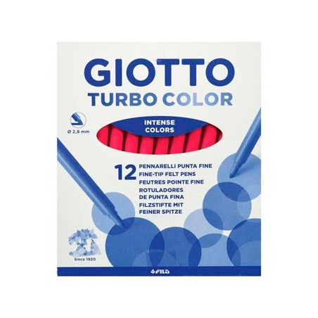 F485011 GIOTTO ROTULADORES TURBO COLOR ROJO ESTUCHE 12 UD