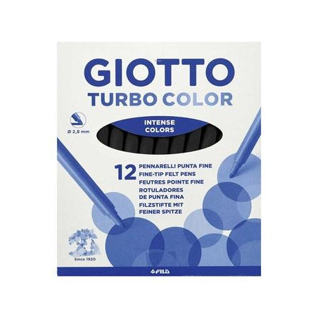 F485036 GIOTTO ROTULADORES TURBO COLOR NEGRO ESTUCHE 12 UD