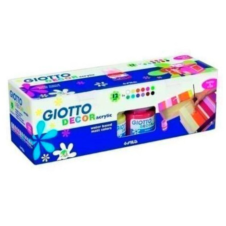 F530600 GIOTTO TÉMPERA ACRÍLICA DECOR COLORES SURTIDOS 12 BOTES 25ML