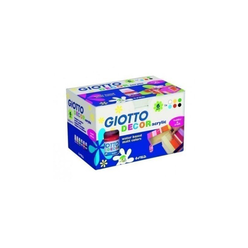 F538200 GIOTTO TÉMPERA ACRÍLICA DECOR 25ML COLORES SURTIDOS 6 BOTES