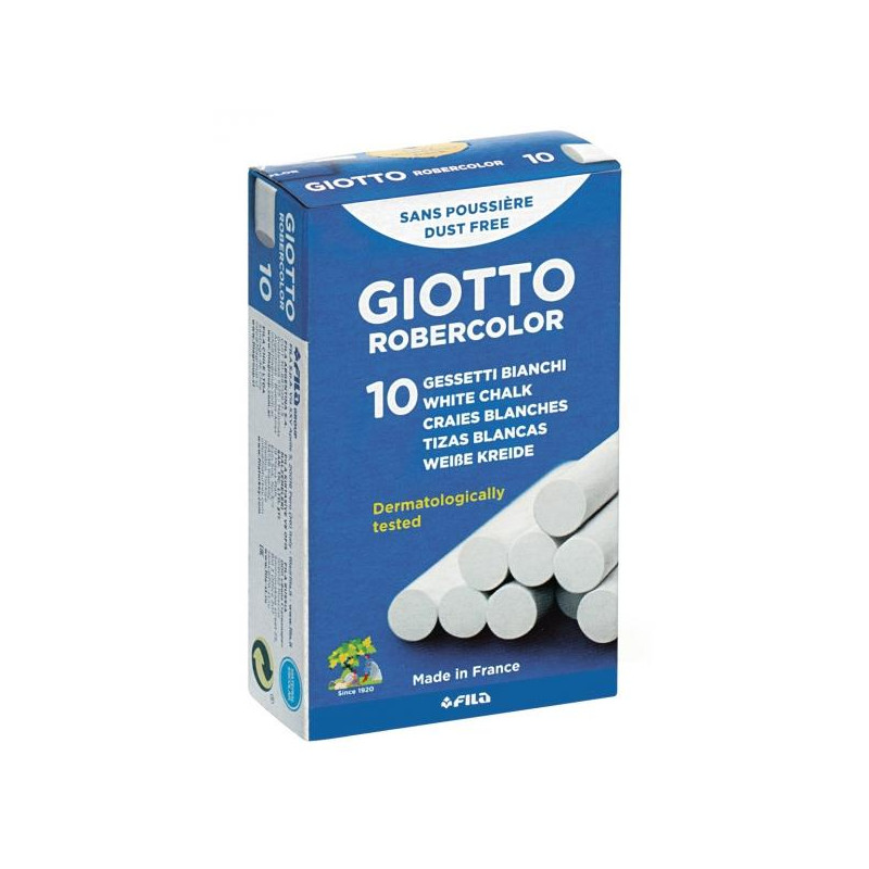 F538700 GIOTTO TIZAS ROBERCOLOR ANTIPOLVO BLANCO CAJA 10 UD