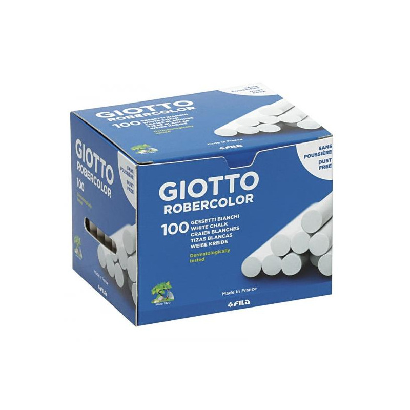 F538800 GIOTTO TIZAS ROBERCOLOR ANTIPOLVO BLANCO CAJA 100 UD