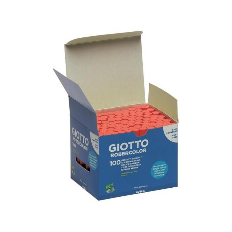 F539603 GIOTTO TIZA ROBERCOLOR ROJO ANTIPOLVO CAJA DE 100