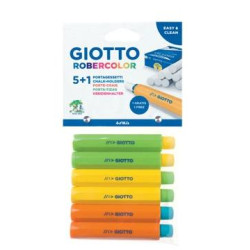 F692300 GIOTTO PORTATIZAS DE PLÁSTICO COLORES SURTIDOS BLÍSTER 5+1 UD