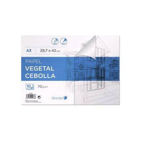 324938 GOLDEN BLOC PAPEL VEGETAL ENCOLADO 10 HOJAS 70 GR. 29