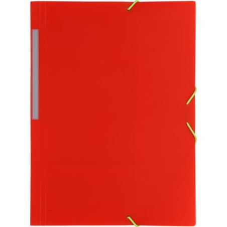 04801251 GRAFOPLÁS CARPETA CON GOMAS COLORGRAF FOLIO 3 SOLAPAS PP ROJO TRANSLÚCIDO