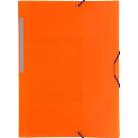 04801252 GRAFOPLÁS CARPETA CON GOMAS COLORGRAF FOLIO 3 SOLAPAS PP NARANJA TRANSLÚCIDO