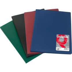 1430010 GRAFOPLÁS CARPETA POLIPLÁS DE POLIPROPILENO OPACO CON 10 FUNDAS SOLDADAS FOLIO NEGRO