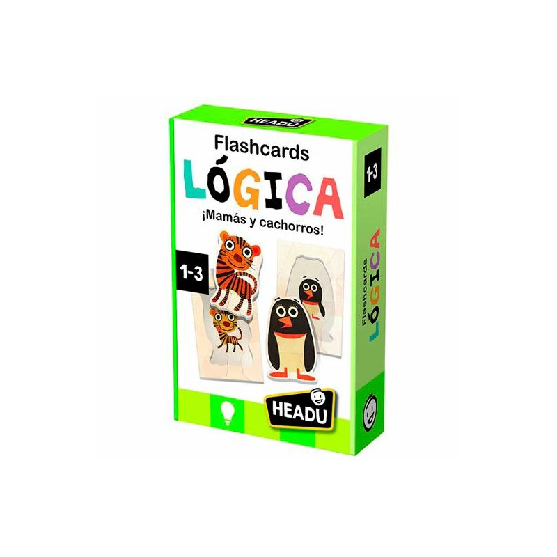 130014912 HEADU FLASHCARDS LÓGICA MAMÁS Y CACHORROS MONTESSORI 1-3 AÑOS