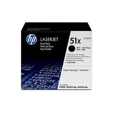 Q7551XD HP TONER NEGRO P3005/M2027 (PACK 2 )- 51X