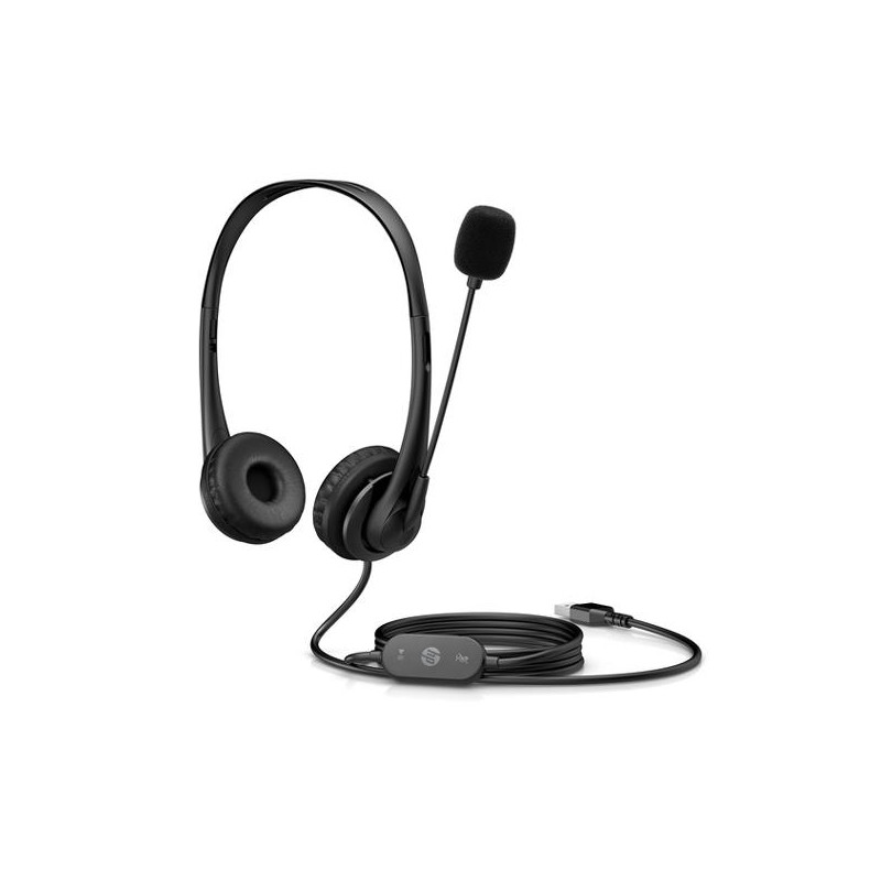 428K6AA HP AURICULARES G2 DIADEMA BINAURAL C/ MICRÓFONO CABLE USB NEGRO